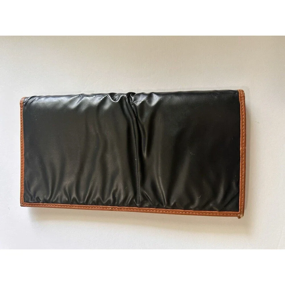 🧡Hunting World Long Bifold Wallet Green Battue Cloth & Tan Leather Trim Italy